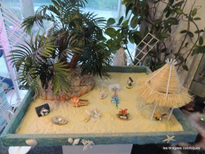 porte dragées thème exotique palmier   plage