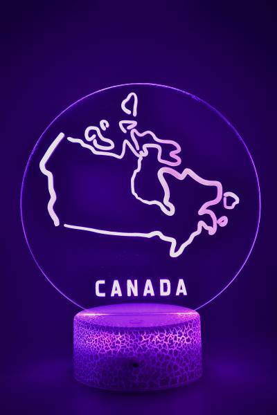 Lampe de chevet veilleuse à led 3D - Pays Canada