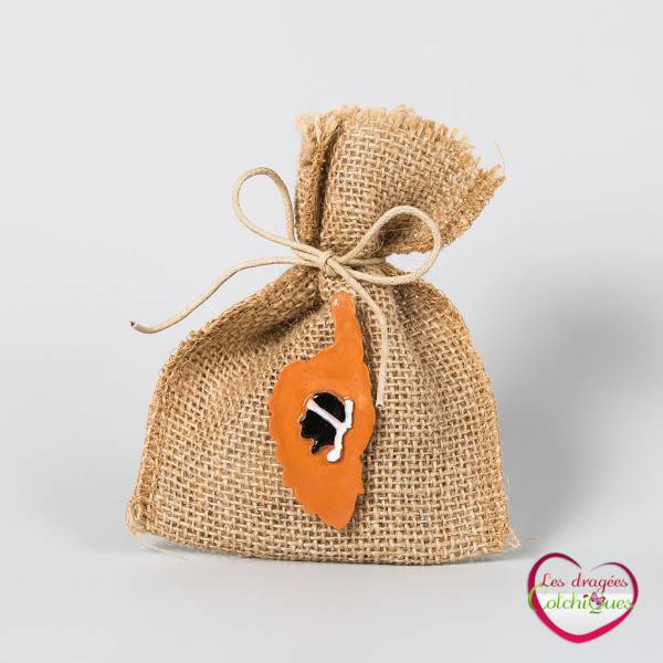bourse jute nature dragees mariage Corse