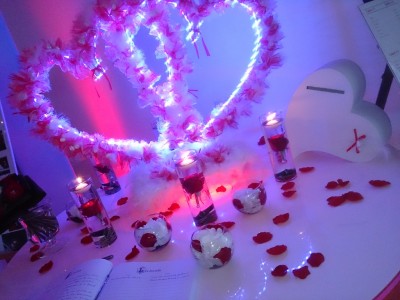 support à dragées thème romantique coeur