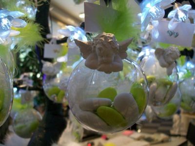 ballotin à dragées médaillon avec plume et ange